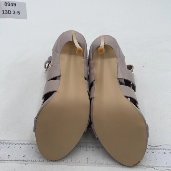 FSJ Gray Strappy Heels with Gold Buckles - Picture 6 of 7